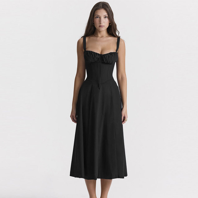 Floral Printed Women Dress 2023 Summer Elegant Solid Slim Sleeveless Slip Female Side Split Waist Lady A-line Robe