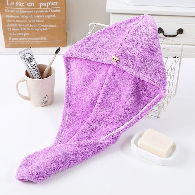 Women Hair Drying Hat Quick-dry Microfiber Hair Towel Cap Hat Bath Hat Solid Towel Cap Super Absorption Turban Hair Dry Cap