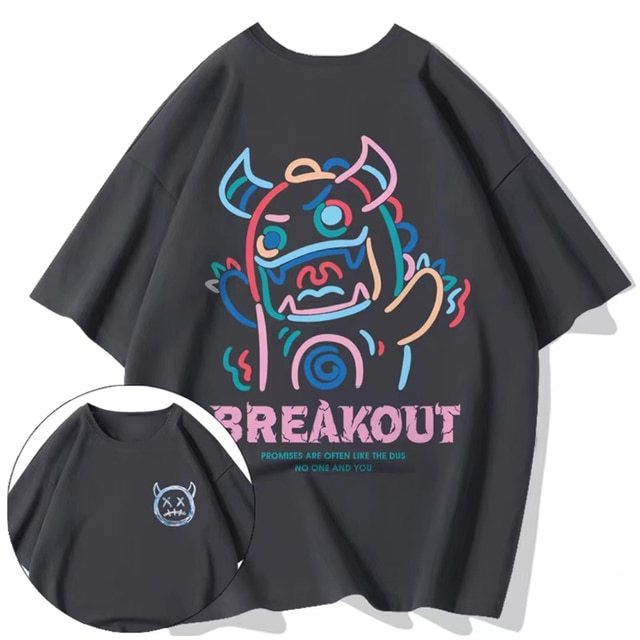 2023 Summer Men Cotton T-Shirt Funny Cartoon Fashion Oversized Short Sleeved Loose Anime Casual T-Shirt Streetwear Tops Tees 8X