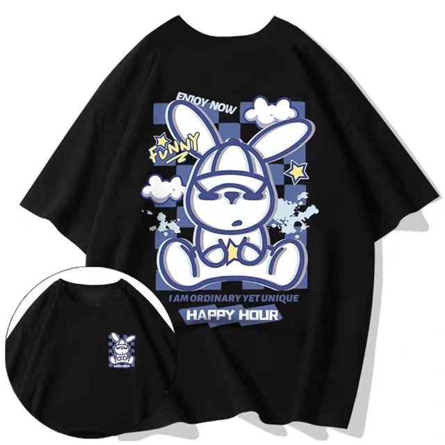 2023 Summer Men Cotton T-Shirt Funny Cartoon Fashion Oversized Short Sleeved Loose Anime Casual T-Shirt Streetwear Tops Tees 8X