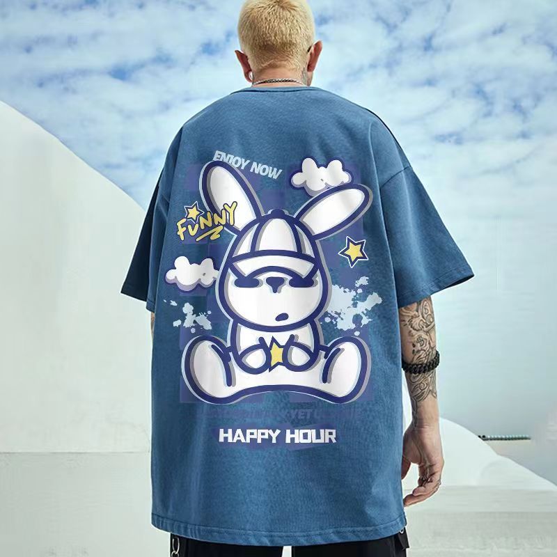 2023 Summer Men Cotton T-Shirt Funny Cartoon Fashion Oversized Short Sleeved Loose Anime Casual T-Shirt Streetwear Tops Tees 8X