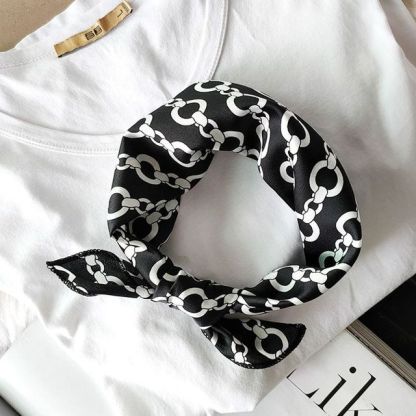 Retro Head Neck Silk Scarf Women Luxury Print Small Scarves Female Flower Stripe Wave Point Headscarf Beach Sunscreen Scarf