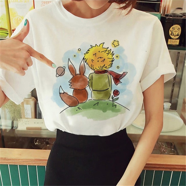 Hot Spring Summer Little Prince Graphic Women's T-Shirt Little Prince Graphic Tees Vouge Shirts For women O-Neck Short Slee