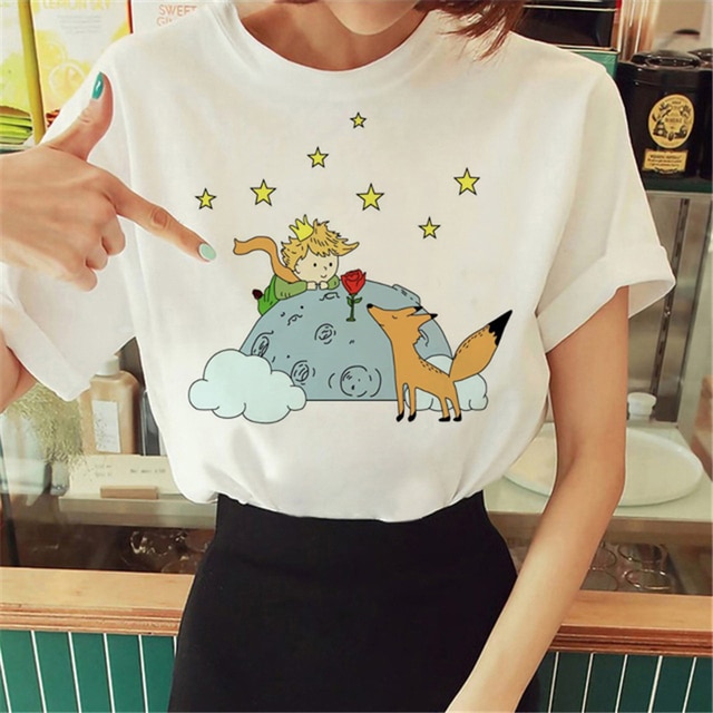 Hot Spring Summer Little Prince Graphic Women's T-Shirt Little Prince Graphic Tees Vouge Shirts For women O-Neck Short Slee