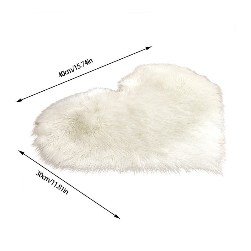 30x40cm Heart Shaped Fluffy Rug Shaggy Faux Wool Carpet Sofa Cushion Living Room Bedroom Decorative Floor Mats