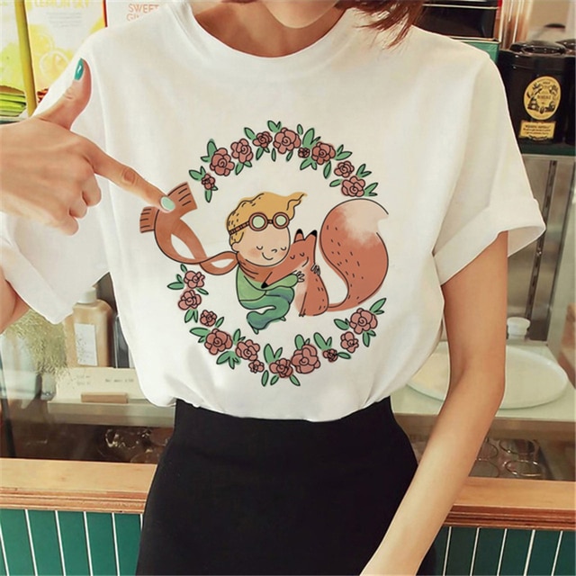 Hot Spring Summer Little Prince Graphic Women's T-Shirt Little Prince Graphic Tees Vouge Shirts For women O-Neck Short Slee