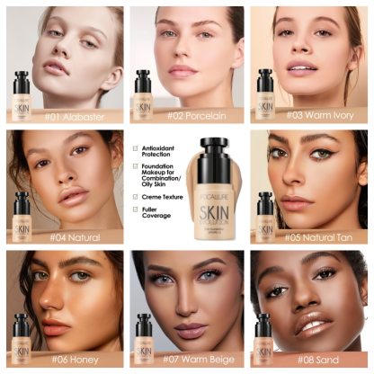 FOCALLURE Professional Face Liquid Foundation Cream Full Coverage Concealer Waterproof Makeup Base Brighten Cover Dark Circles