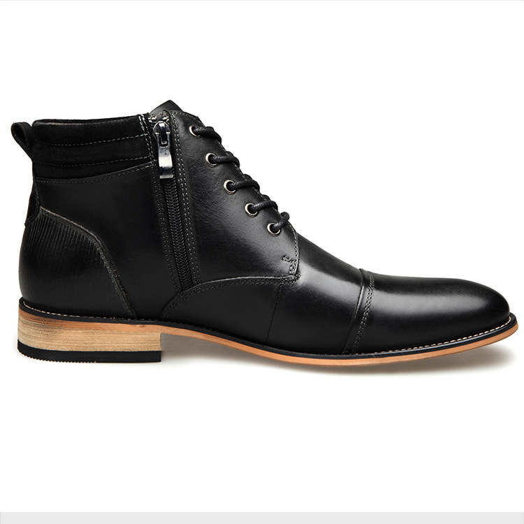 Men's casual high top leather boots-SBESTER