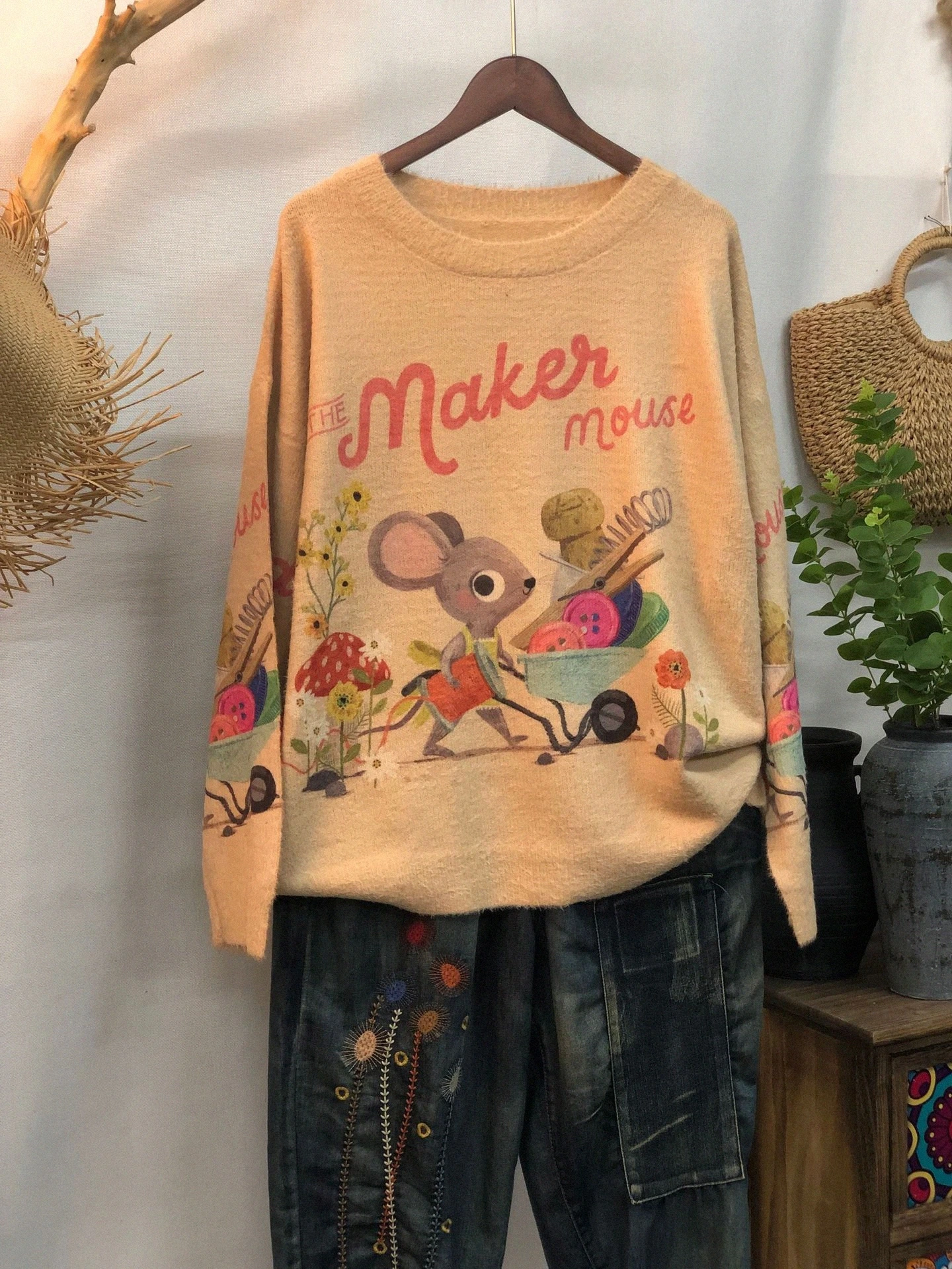 Lasaky – Vintage-Inspired Knitwear Sweater with Soft Cotton, Round Neck, and Relaxed Fit