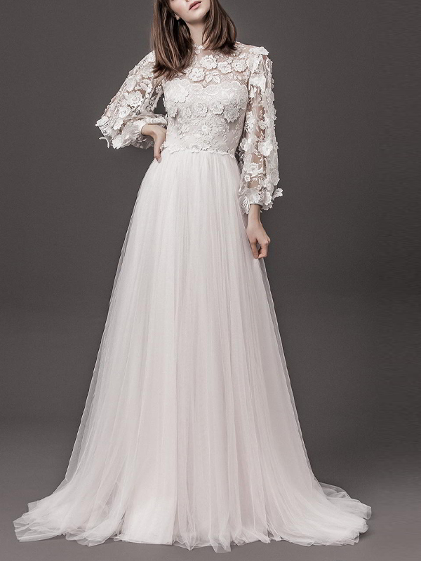 Spliced Mesh Round Neck Maxi Dress