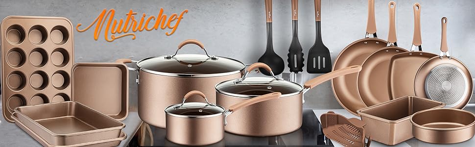 pfoa ptfe free;Nonstick;Cookware Excilon;Home Kitchen Ware Pots;nutrichef;eco