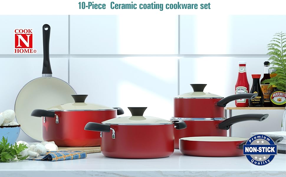 10Piece Ceramic Coating Cookware Set