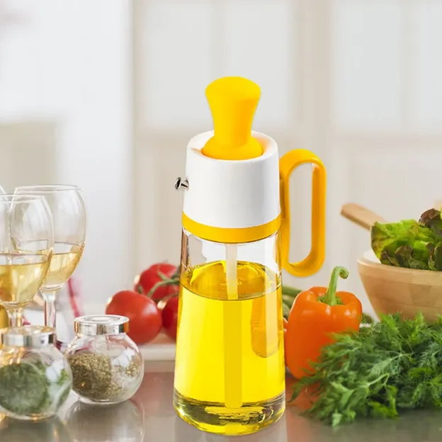 2 in 1 Glass Oil Dispenser Brush Bottle