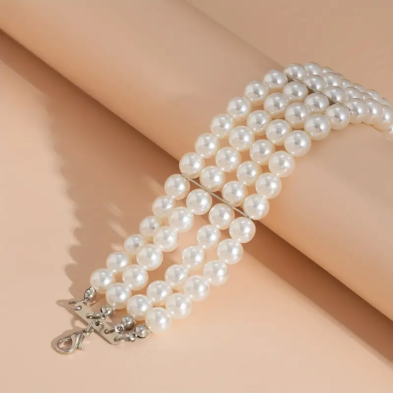 multilayer beaded faux pearls beaded bracelet costume jewelry for women 7