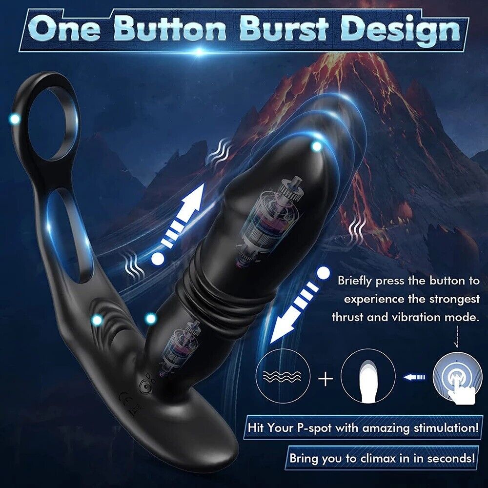 💥Double Penis Ring Massager Remote Control Anal Plug