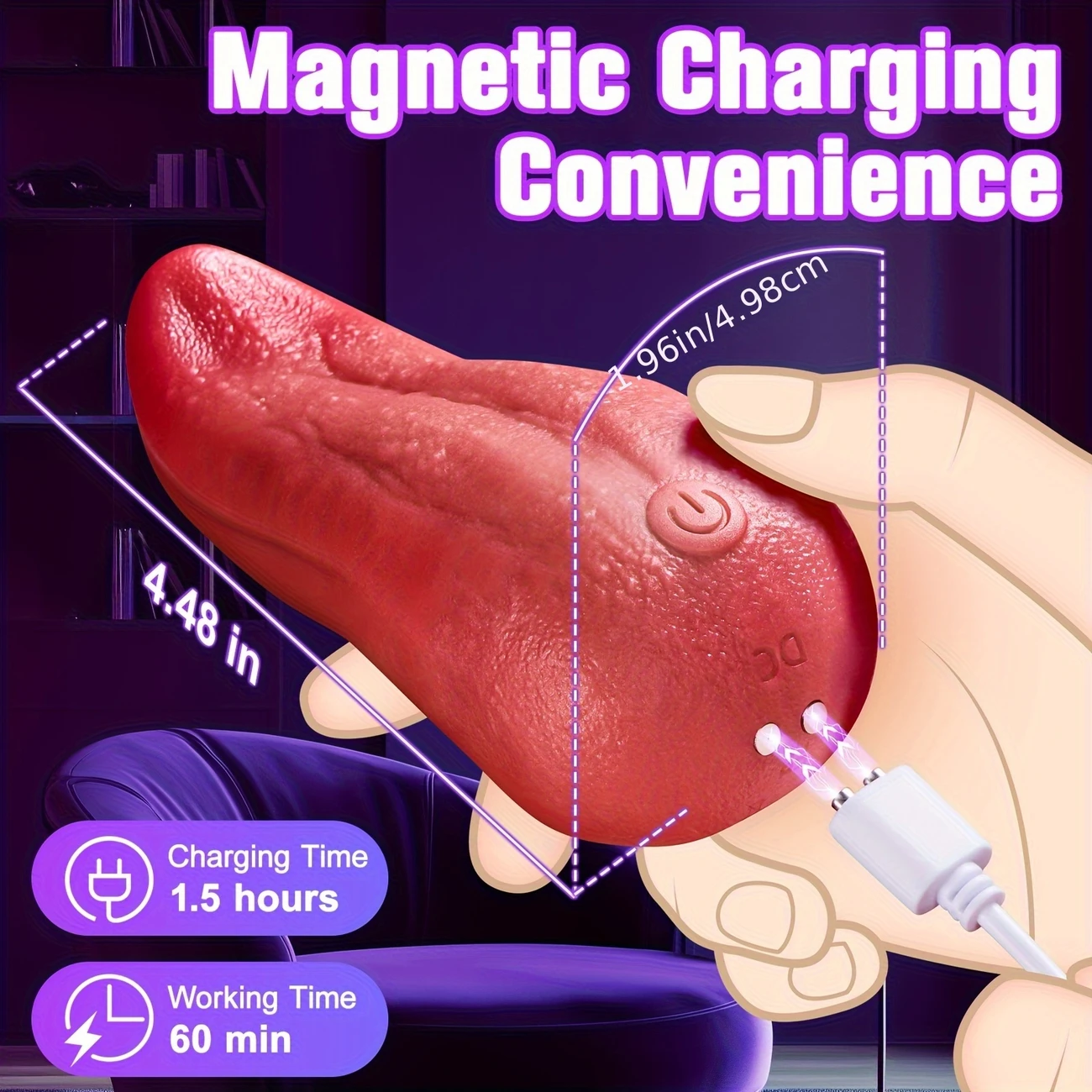 女性舔振动器舌头玩具，舌头振动器有 10 种振动和上下拍打模式 g 点刺激器乳头玩具，阴道肛门乳房振动器成人玩具女性情侣 1