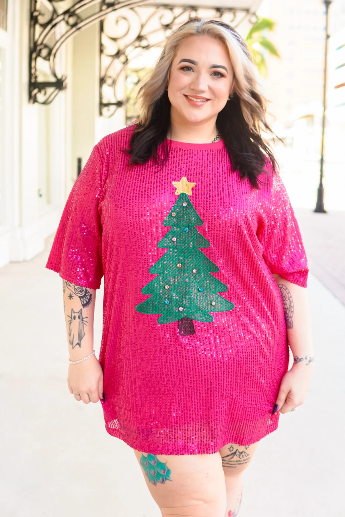 CHRISTMAS TREE SEQUIN DRESS