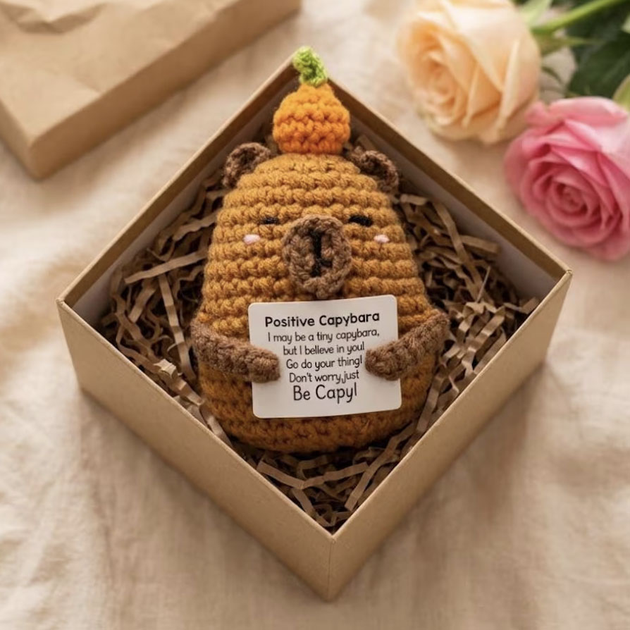 Handmade Emotional Support Capybara with Orange