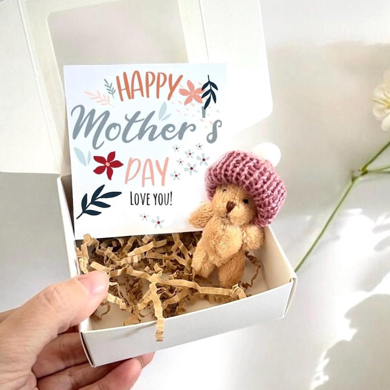 Personalised Tiny Teddy Bear Gift Box – Mother’s Day Keepsake Message