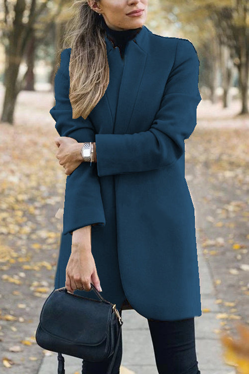Nonnadress Fashion Chic Solid Color Stand Collar Coat