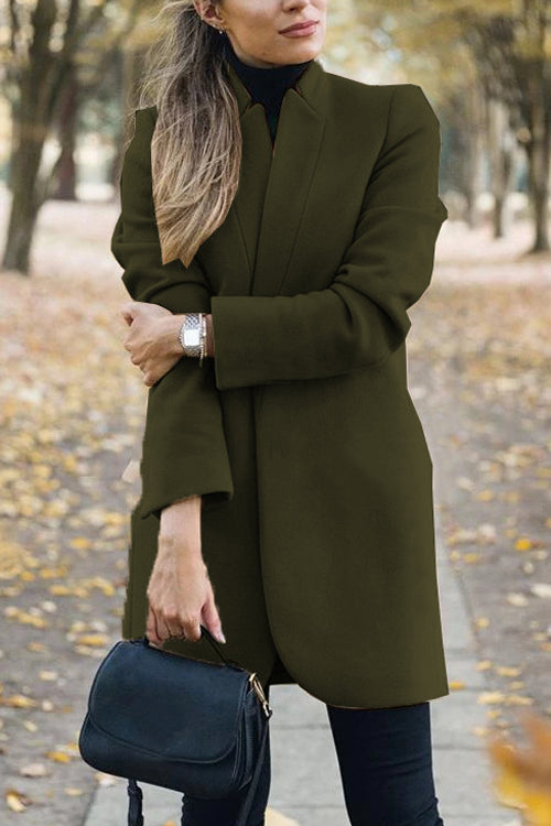 Nonnadress Fashion Chic Solid Color Stand Collar Coat
