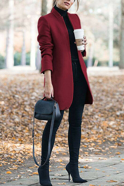 Nonnadress Fashion Chic Solid Color Stand Collar Coat