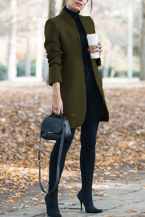 Nonnadress Fashion Chic Solid Color Stand Collar Coat