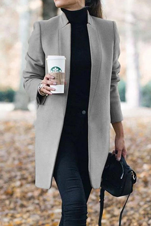 Nonnadress Fashion Chic Solid Color Stand Collar Coat