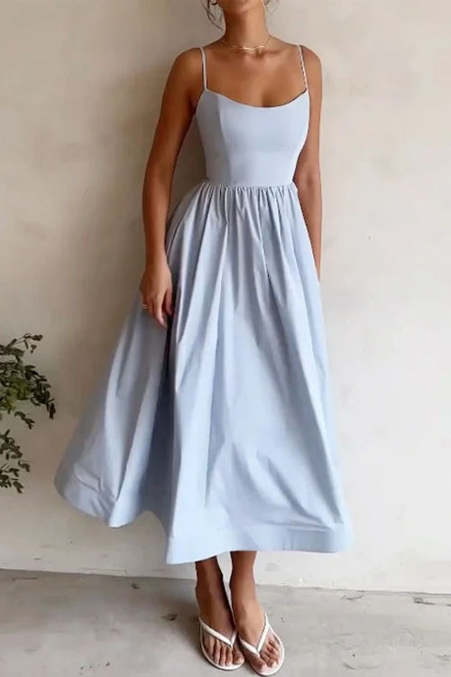 Kathiadress pleated  big swing  suspender dress