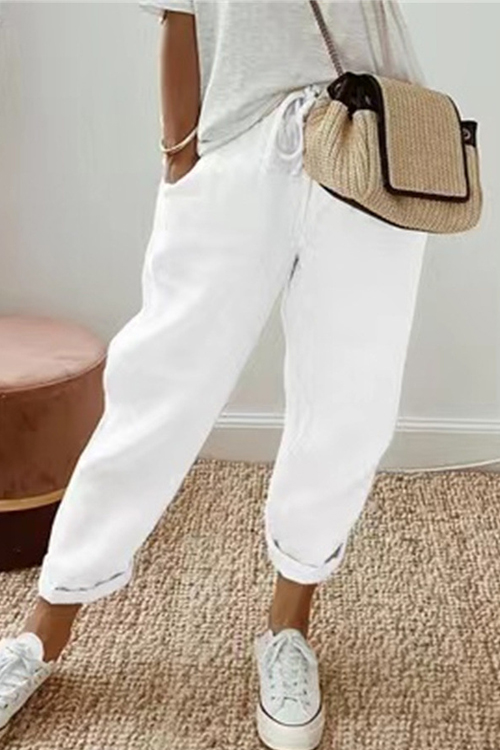 Nonnadress Cotton linen solid color multi-color casual pants