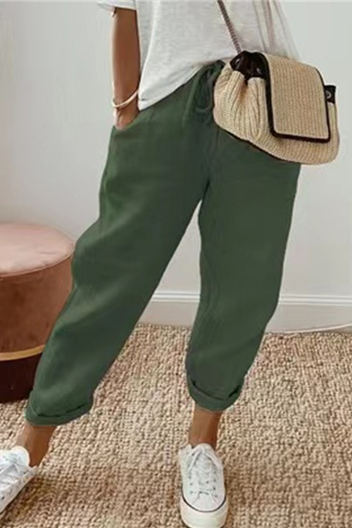 Nonnadress Cotton linen solid color multi-color casual pants