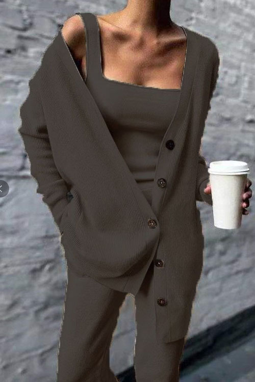 Kathiadress leisure time cardigan vest pants suit