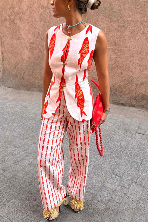 Nonnadress Vacation loose elastic waist two-piece suit