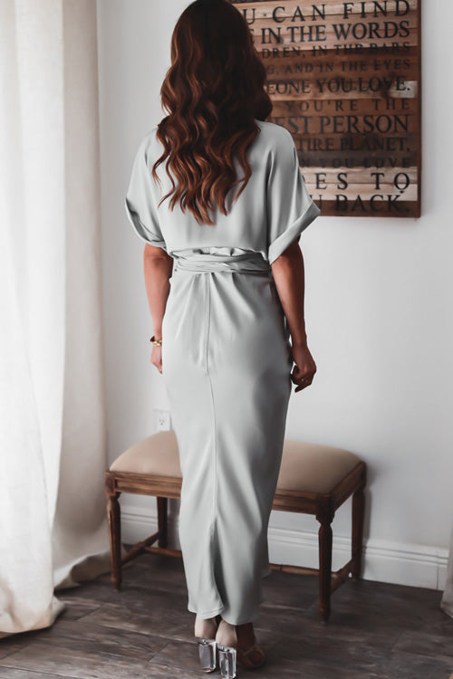 Nonnadress Fashion Chic Short Sleeve Lace Up Buttons Slim Dress