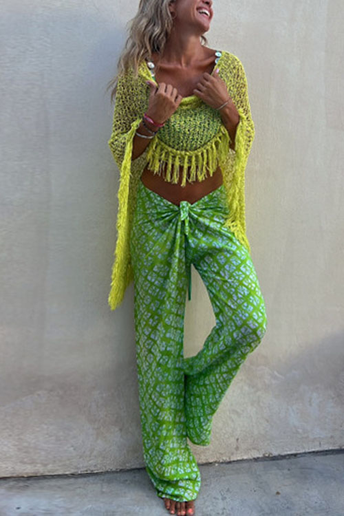 Nonnadress Bat-sleeve fringed knitted sweater pullover cape blouse