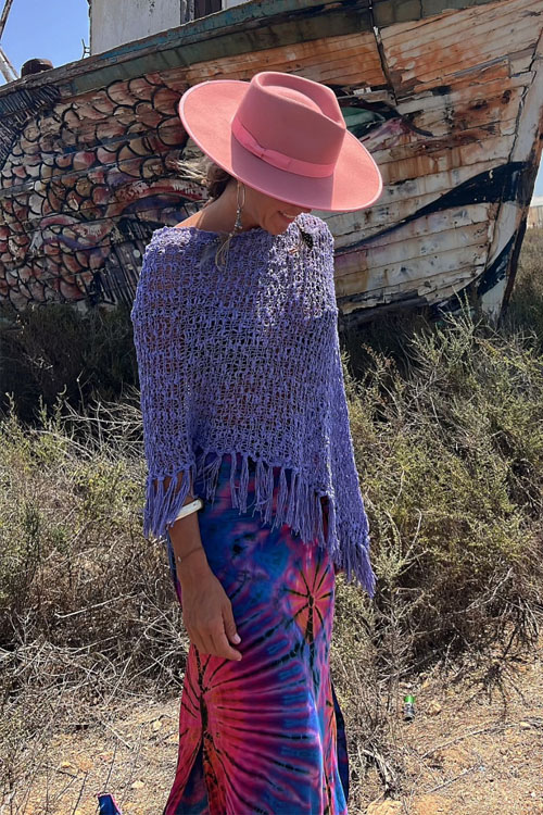 Nonnadress Bat-sleeve fringed knitted sweater pullover cape blouse