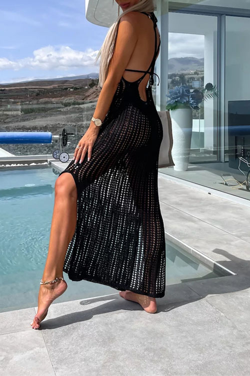 Nonnadress Beach cover-up slit backless knitted dress