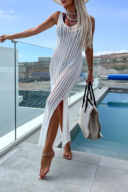 Nonnadress Beach cover-up slit backless knitted dress