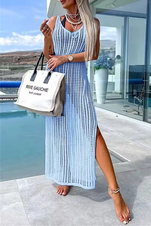 Nonnadress Beach cover-up slit backless knitted dress