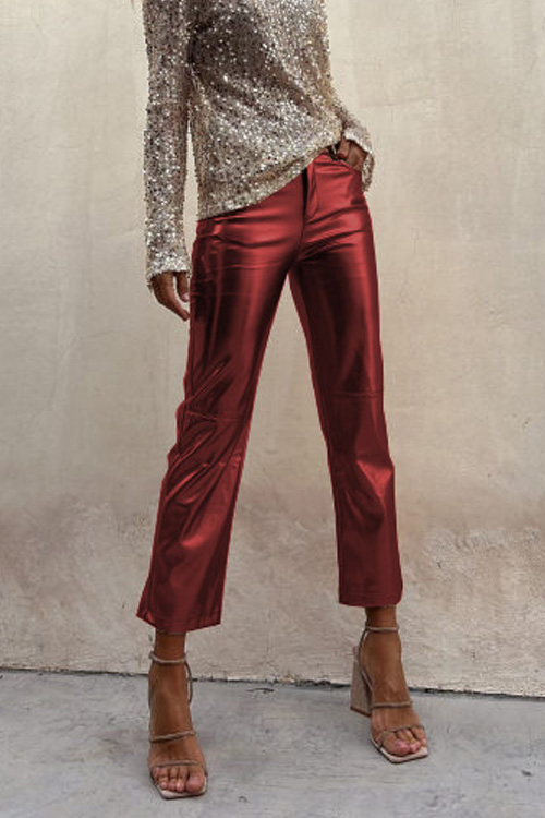 Nonnadress Slim-fitting nightclub glossy casual ninth pants