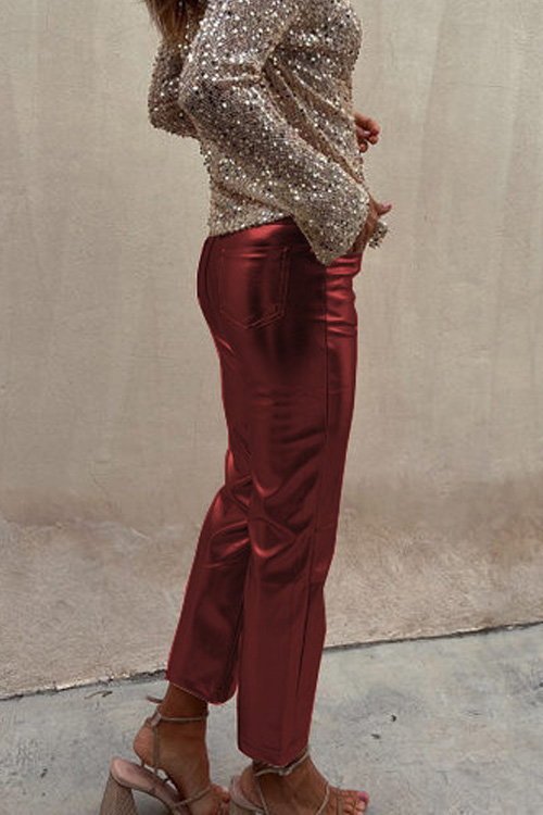 Nonnadress Slim-fitting nightclub glossy casual ninth pants