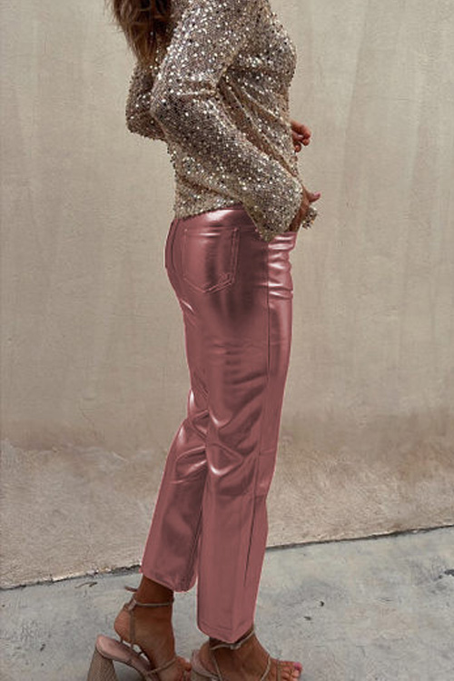 Nonnadress Slim-fitting nightclub glossy casual ninth pants