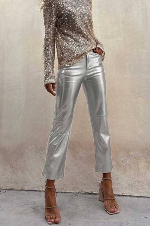 Nonnadress Slim-fitting nightclub glossy casual ninth pants