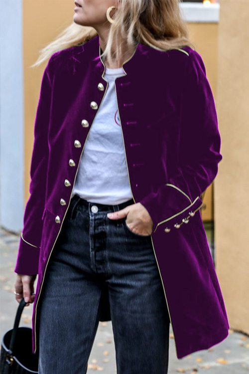 Nonnadress Warm velvet patchwork multi-button  jacket