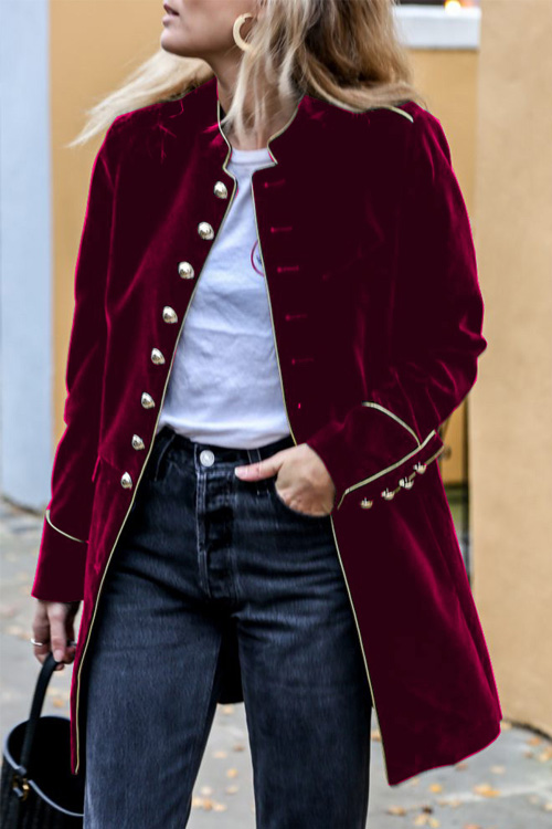 Nonnadress Warm velvet patchwork multi-button  jacket