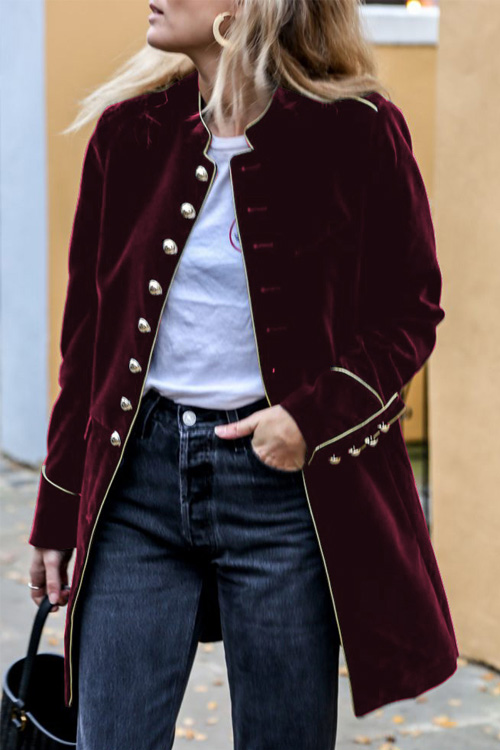 Nonnadress Warm velvet patchwork multi-button  jacket