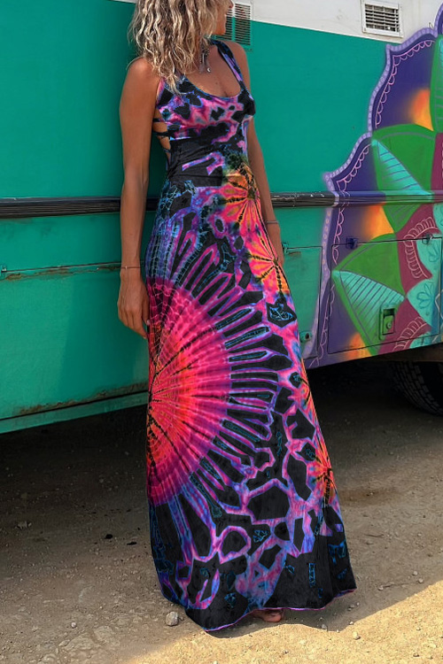 Nonnadress Multiple print backless crossover dress