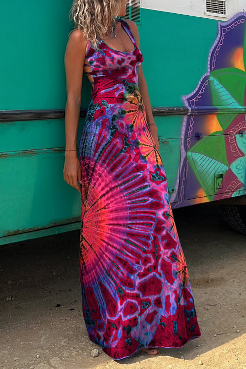 Nonnadress Multiple print backless crossover dress