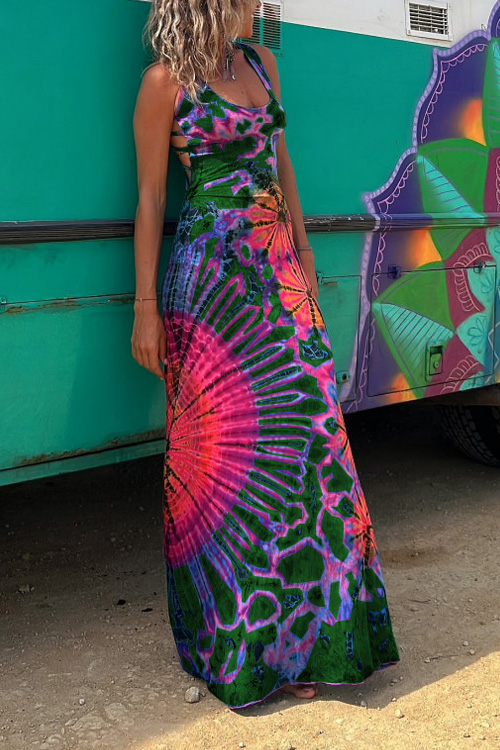 Nonnadress Multiple print backless crossover dress