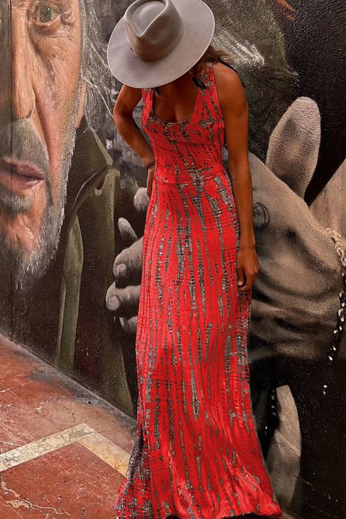 Nonnadress striped print backless crossover dress